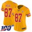 Nike Kansas City Chiefs #87 Travis Kelce Gold Womens Stitched NFL Limited Inverted Legend 100th Season Jersey