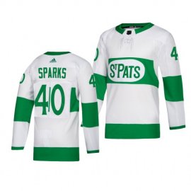 Toronto Maple Leafs #40 Garret Sparks adidas White 2019 St. Patricks Day Authentic Player Stitched NHL Jersey