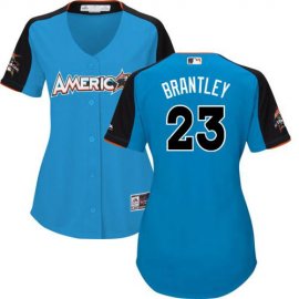 Cleveland Indians #23 Michael Brantley Blue 2017 All-Star American League Womens Stitched MLB Jersey