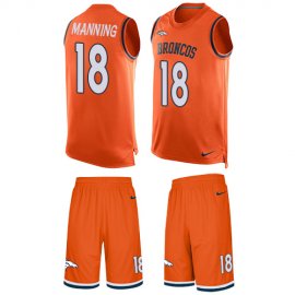 Nike Denver Broncos #18 Peyton Manning Orange Team Color Mens Stitched NFL Limited Tank Top Suit Jersey