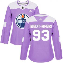 Adidas Edmonton Oilers #93 Ryan Nugent-Hopkins Purple Authentic Fights Cancer Womens Stitched NHL Jersey