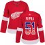 Adidas Detroit Red Wings #51 Valtteri Filppula Red Home Authentic USA Flag Womens Stitched NHL Jersey