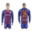 Barcelona #21 Andre Gomes Home Long Sleeves Soccer Club Jersey