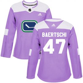 Adidas Vancouver Canucks #47 Sven Baertschi Purple Authentic Fights Cancer Womens Stitched NHL Jersey