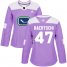 Adidas Vancouver Canucks #47 Sven Baertschi Purple Authentic Fights Cancer Womens Stitched NHL Jersey