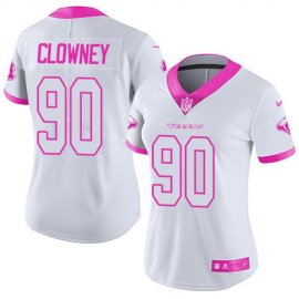 Nike Houston Texans #90 Jadeveon Clowney White/Pink Womens Stitched NFL Limited Rush Fashion Jersey