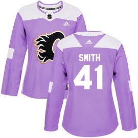 Adidas Calgary Flames #41 Mike Smith Purple Authentic Fights Cancer Womens Stitched NHL Jersey