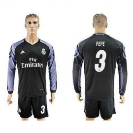 Real Madrid #3 Pepe Sec Away Long Sleeves Soccer Club Jersey