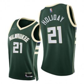 Nike Milwaukee Bucks #21 Jrue Holiday Womens 2021-22 75th Diamond Anniversary NBA Jersey Green Womens