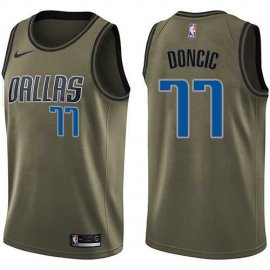 Mens Nike Dallas Mavericks #77 Luka Doncic Green NBA Swingman Salute to Service Jersey