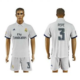 Real Madrid #3 Pepe White Home Soccer Club Jersey