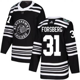 Adidas Chicago Blackhawks #31 Anton Forsberg Black Authentic 2019 Winter Classic Stitched NHL Jersey