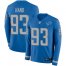 Nike Detroit Lions #93 DaShawn Hand Blue Team Color Mens Stitched NFL Limited Therma Long Sleeve Jersey