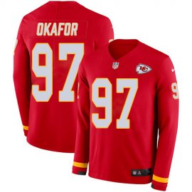 Nike Kansas City Chiefs #97 Alex Okafor Red Team Color Mens Stitched NFL Limited Therma Long Sleeve Jersey