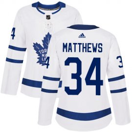 Adidas Toronto Maple Leafs #34 Auston Matthews White Road Authentic Womens Stitched NHL Jersey