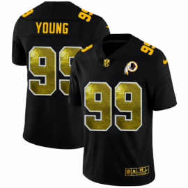 Washington Football Team #99 Chase Young Mens Black Nike Golden Sequin Vapor Limited NFL Jersey