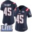 Nike New England Patriots #45 Donald Trump Navy Blue Super Bowl LIII Bound Womens Stitched NFL Limited Rush Jersey