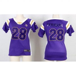 Nike Minnesota Vikings #28 Adrian Peterson Purple Womens Stitched NFL Elite Draft Him Shimmer Jersey