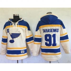 St. Louis Blues #91 Vladimir Tarasenko Cream Sawyer Hooded Sweatshirt Stitched NHL Jersey