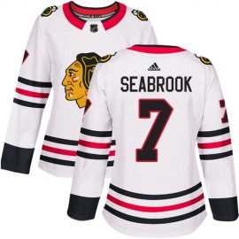 Adidas Chicago Blackhawks #7 Brent Seabrook White Road Authentic Womens Stitched NHL Jersey