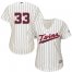Minnesota Twins #33 Justin Morneau Cream Strip Alternate Womens Stitched MLB Jersey