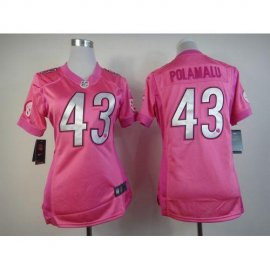 Nike Pittsburgh Steelers #43 Troy Polamalu Pink Womens Be Luvd Stitched NFL Elite Jersey
