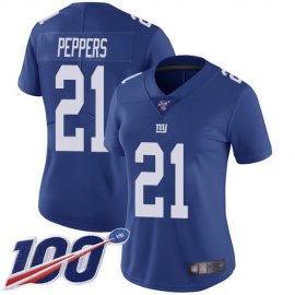 Nike New York Giants #21 Jabrill Peppers Royal Blue Team Color Womens Stitched NFL 100th Season Vapor Limited Jersey