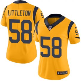 Nike Los Angeles Rams #58 Cory Littleton Gold Womens Stitched NFL Limited Rush Jersey