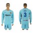 Barcelona #3 Pique Away Long Sleeves Soccer Club Jersey