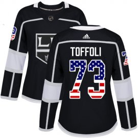 Adidas Los Angeles Kings #73 Tyler Toffoli Black Home Authentic USA Flag Womens Stitched NHL Jersey