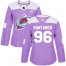 Adidas Colorado Avalanche #96 Mikko Rantanen Purple Authentic Fights Cancer Womens Stitched NHL Jersey