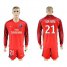 Paris Saint-Germain #21 Ben Arfa Red Long Sleeves Soccer Club Jersey