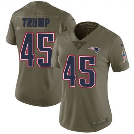 Nike New England Patriots #45 Donald Trump Olive Womens Stitched NFL Limited 2017 Salute to Service Jersey