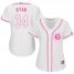 Texas Rangers #34 Nolan Ryan White/Pink Fashion Womens Stitched MLB Jersey
