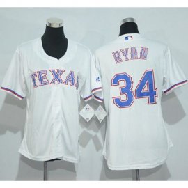 Texas Rangers #34 Nolan Ryan White Womens Home Stitched MLB Jersey