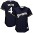 Milwaukee Brewers #4 Paul Molitor Navy Blue Alternate Womens Stitched MLB Jersey