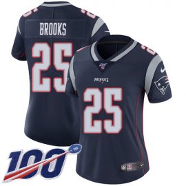 Nike New England Patriots #25 Terrence Brooks Navy Blue Team Color Womens Stitched NFL 100th Season Vapor Limited Jersey
