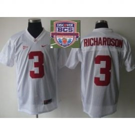 2013 BCS National Championship Alabama Crimson #3 Richardson White NCAA Football Jersey