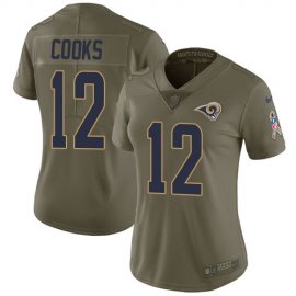 Nike Los Angeles Rams #12 Brandin Cooks Olive Womens Stitched NFL Limited 2017 Salute to Service Jersey