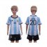 Argentina #20 Gaitan Home Kid Soccer Country Jersey