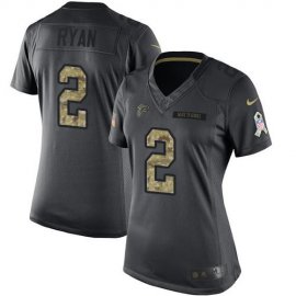 Nike Atlanta Falcons #2 Matt Ryan Black Womens Stitched NFL Limited 2016 Salute to Service Jersey