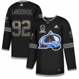 Adidas Colorado Avalanche #92 Gabriel Landeskog Black 2022 Stanley Cup Champions Authentic Classic Stitched NHL Jersey Mens