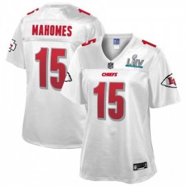 Womens Kansas City Chiefs #15 Patrick Mahomes NFL Pro Line White Super Bowl LIV Champions Jersey