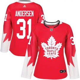Adidas Toronto Maple Leafs #31 Frederik Andersen Red Team Canada Authentic Womens Stitched NHL Jersey