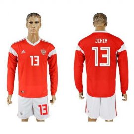 Russia #13 Jikia Red Home Long Sleeves Soccer Country Jersey