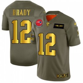 New England New England Patriots #12 Tom Brady NFL Mens Nike Olive Gold 2019 Salute to Service Limited Jersey