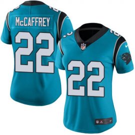 Nike Carolina Panthers #22 Christian McCaffrey Blue Womens Stitched NFL Limited Rush Jersey