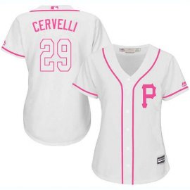 Pittsburgh Pirates #29 Francisco Cervelli White/Pink Fashion Womens Stitched MLB Jersey