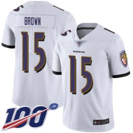 Nike Baltimore Ravens #15 Marquise Brown White Mens Stitched NFL 100th Season Vapor Limited Jersey