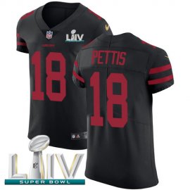Nike San Francisco 49ers #18 Dante Pettis Black Super Bowl LIV 2020 Alternate Mens Stitched NFL Vapor Untouchable Elite Jersey